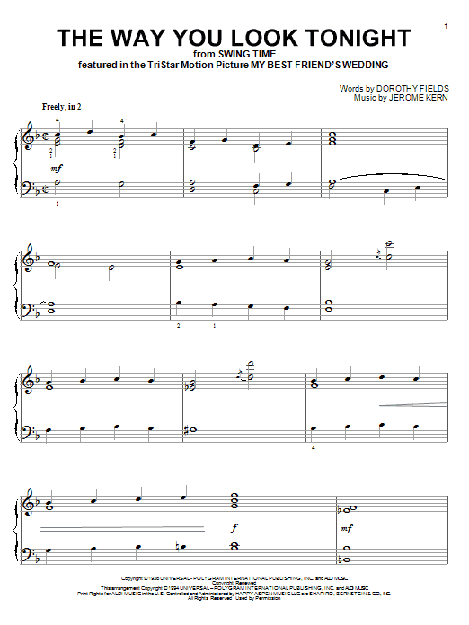 Product gallery: Page 1 of 1 The Way You Look Tonight, Jerome Kern