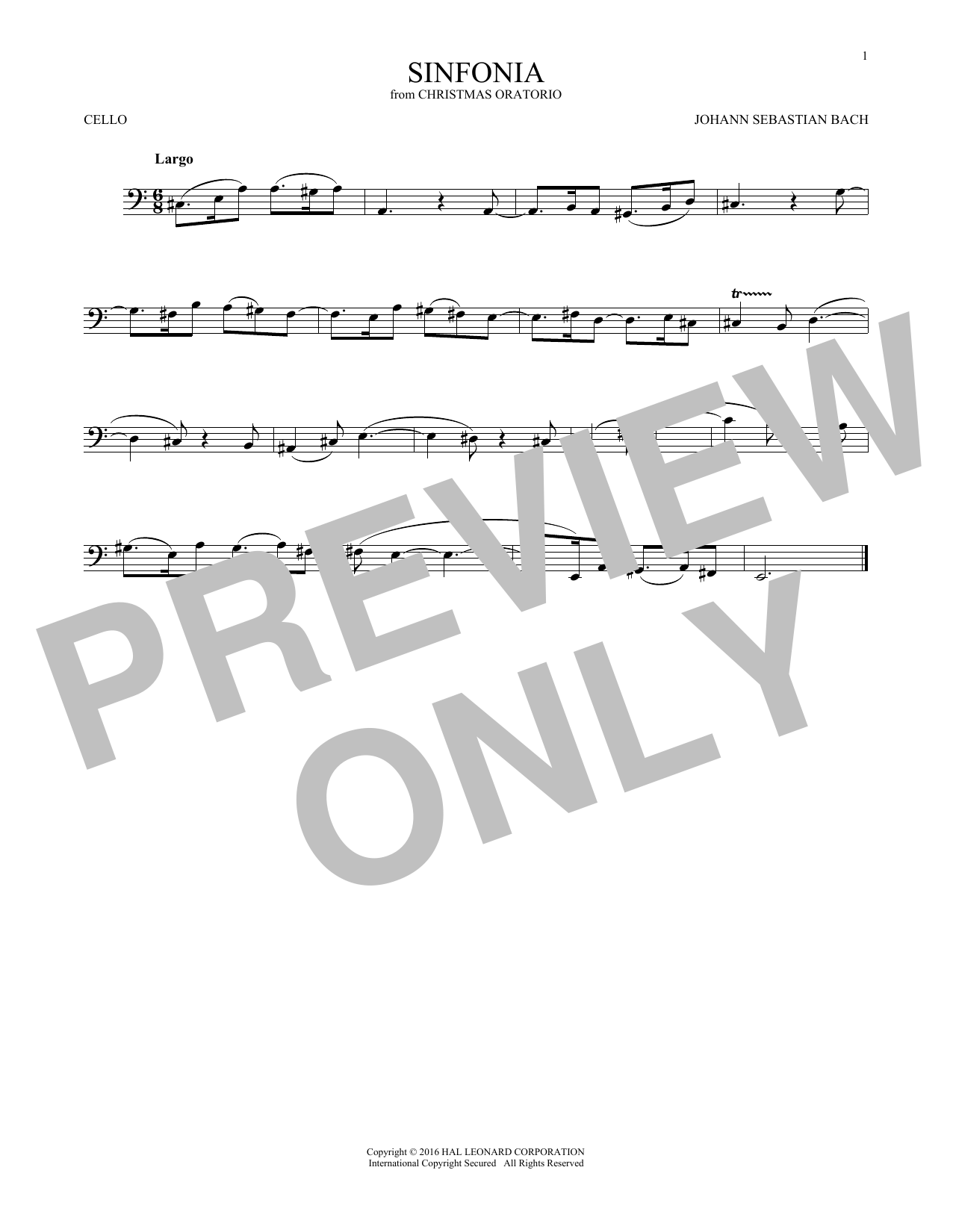Produktgalerie: Seite 1 von 1 Sinfonia, Johann Sebastian Bach, Violoncello