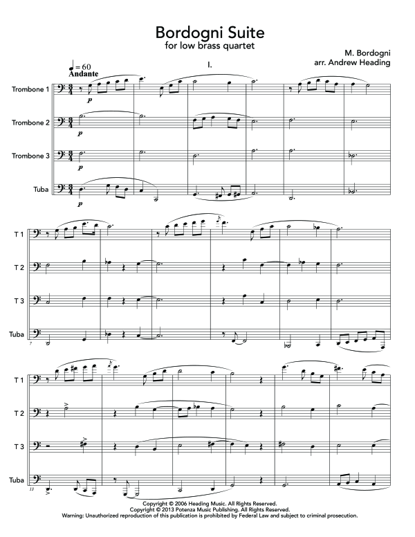 Product gallery: Page 1 of 11 Bordogni Suite, , (brass quartet 3x trombone and tuba)