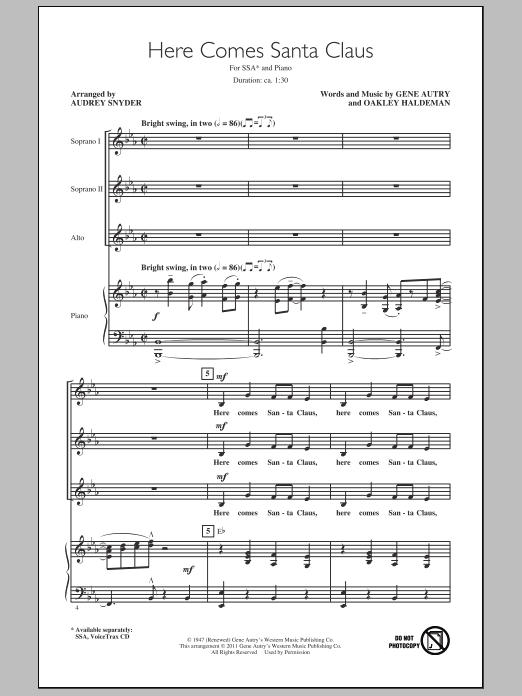 Product gallery: Page 1 of 1 Here Comes Santa Claus (Right Down Santa Claus Lane), Audrey Snyder