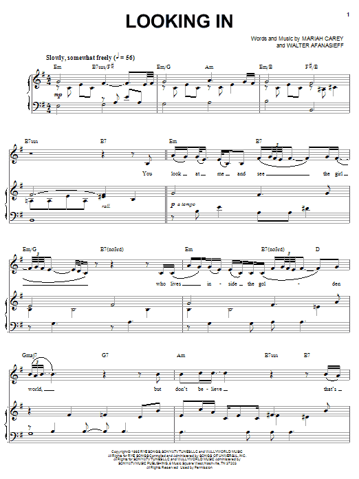 Produktgalerie: Seite 1 von 1 Looking In, Mariah Carey, Gesang, Gitarre, Klavier