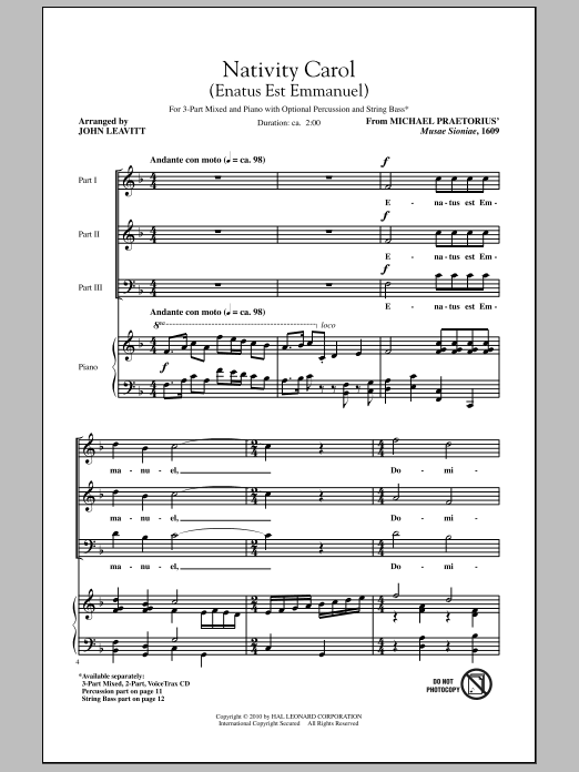 Produktbild zu: Nativity Carol (Enatus Est Emmanuel)
