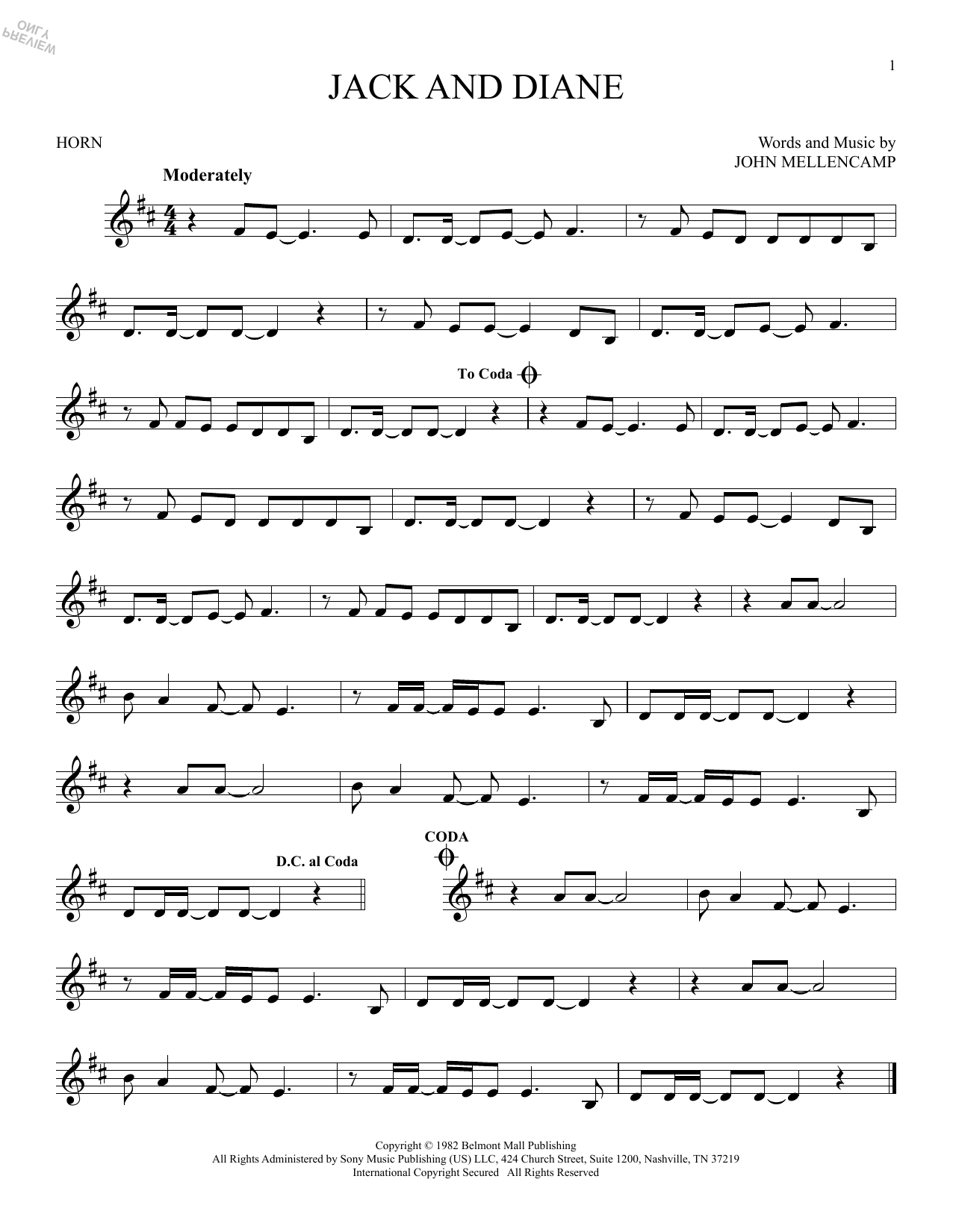 Produktgalerie: Seite 1 von 1 Jack And Diane, John Mellencamp, Horn