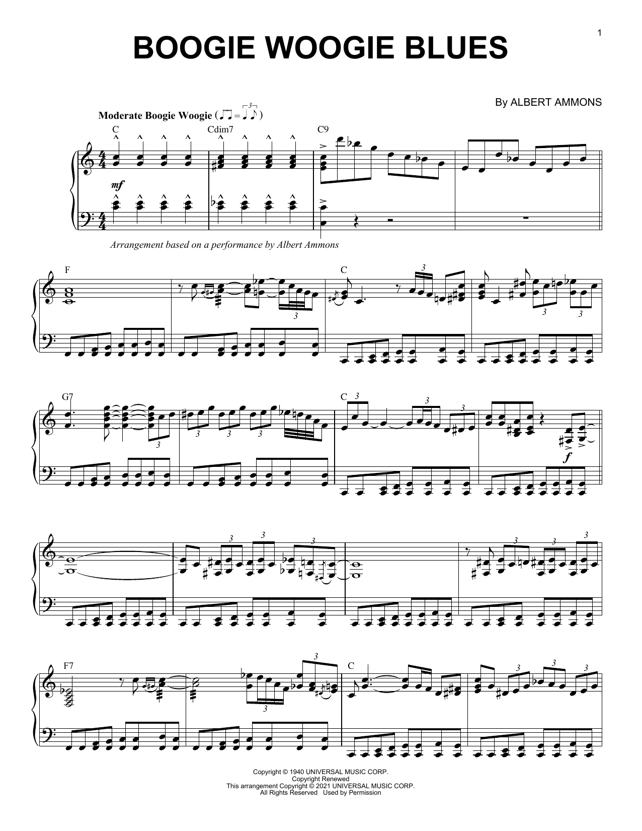 Product gallery: Page 1 of 1 Boogie Woogie Blues (arr. Brent Edstrom), Albert Ammons
