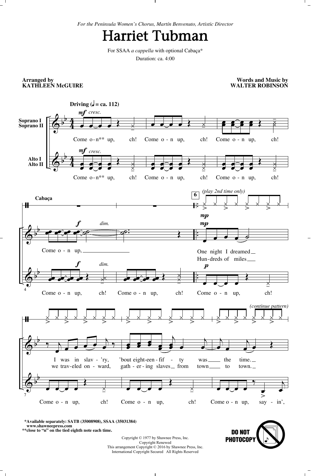 Produktgalerie: Seite 1 von 1 Harriet Tubman (arr. Kathleen McGuire), Walter Robinson, Chor
