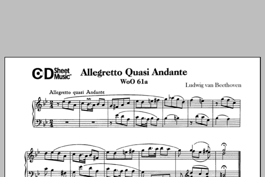 Produktbild zu:  Allegretto Quasi Andante In G Minor, Woo 61a - Ludwig van Beethoven