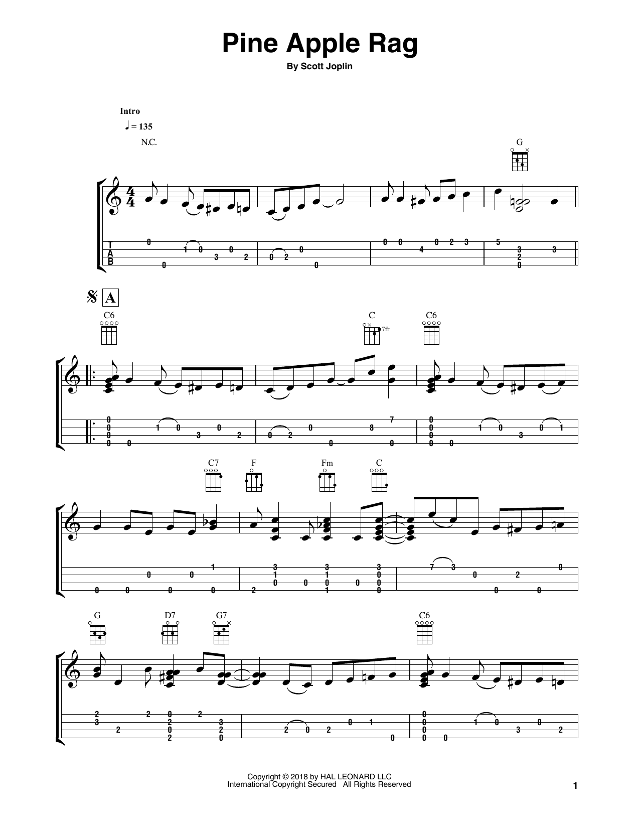 Product gallery: Page 1 of 1 Pine Apple Rag (arr. Fred Sokolow), Scott Joplin