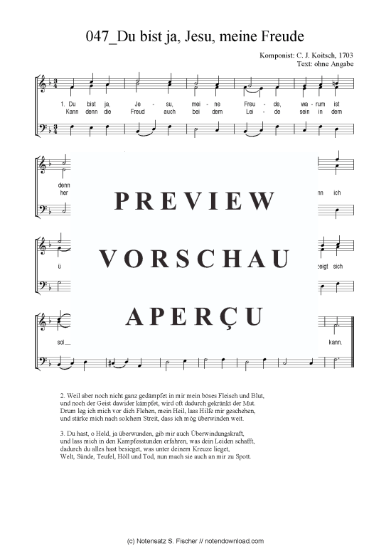 Produktbild zu: Du bist ja, Jesu, meine Freude C. J. Koitsch, 1703