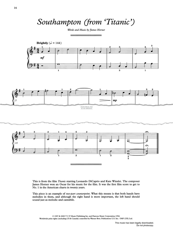 Southampton From Titanic James Horner Sheet Music Piano PDF Southampton From Titanic James Horner Sheet Music Piano PDF