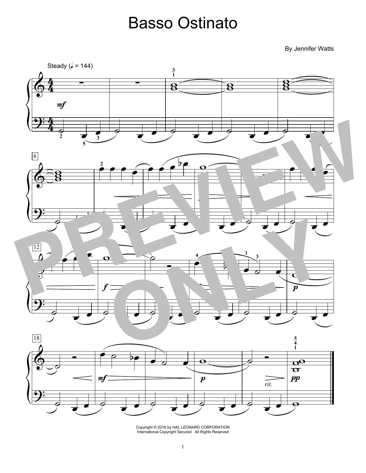 Produktgalerie: Seite 1 von 1 Basso Ostinato, Jennifer Watts, Klavier