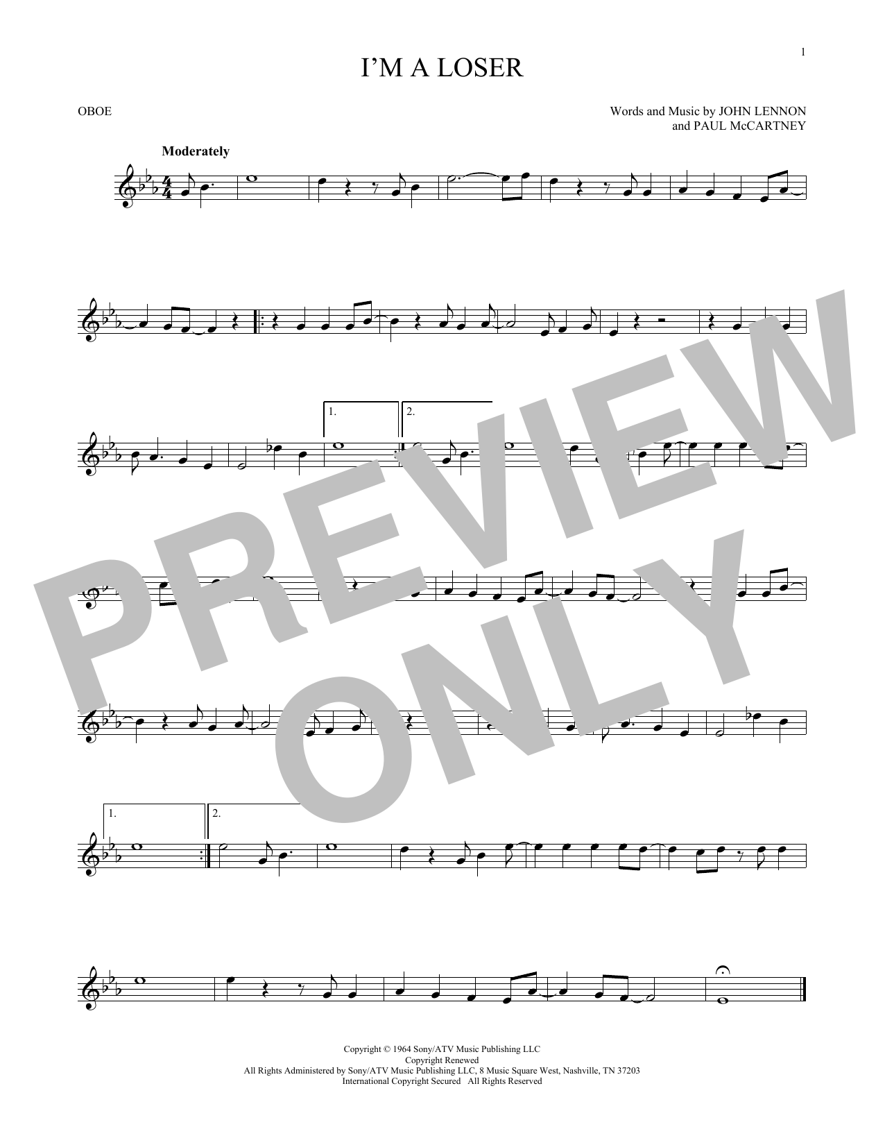Produktgalerie: Seite 1 von 1 I'm A Loser, The Beatles, Oboe