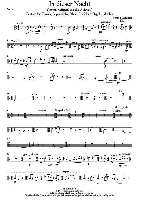 Product picture to: In dieser Nacht, Viola Konrad Seckinger (Kantate, 2003)