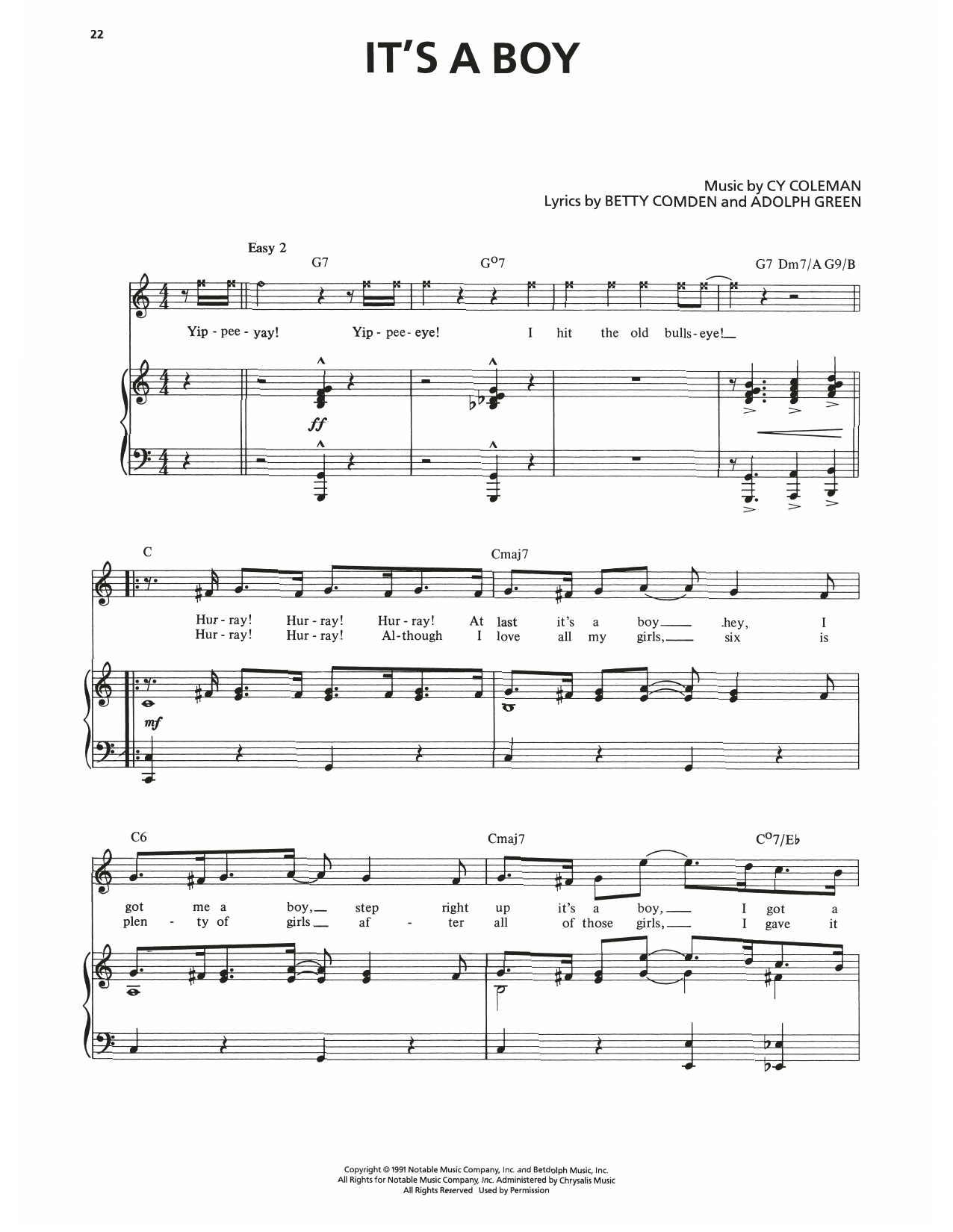 Produktgalerie: Seite 1 von 1 It's A Boy (from The Will Rogers Follies), Adolph Green, Gesang, Klavier