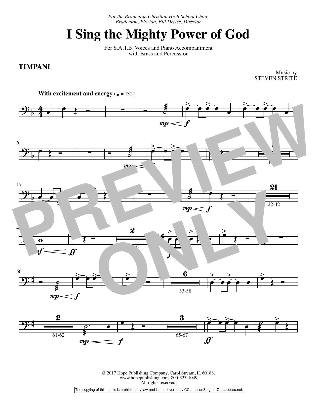 Product picture to: I Sing the Mighty Power of God - Timpani