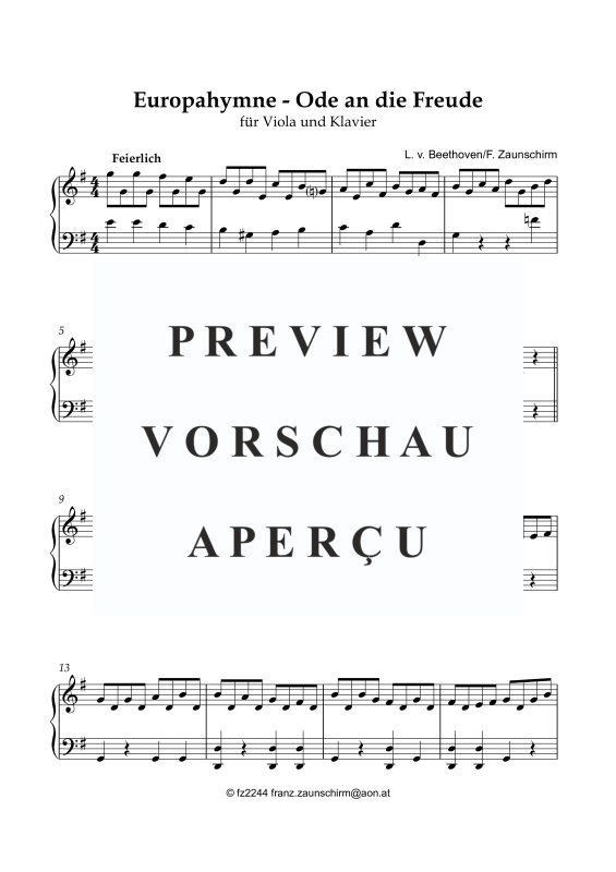 Produktgalerie: Seite 6 von 8 Euroaphymne - Ode an die Freude, , Viola und Klavier