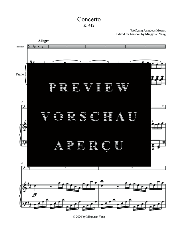 gallery: Concerto in D Major, K. 412, , (Fagott und Klavier)