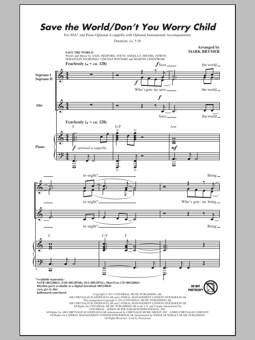 Product gallery: Page 1 of 1 Save The World/Don't You Worry Child, Mark Brymer
