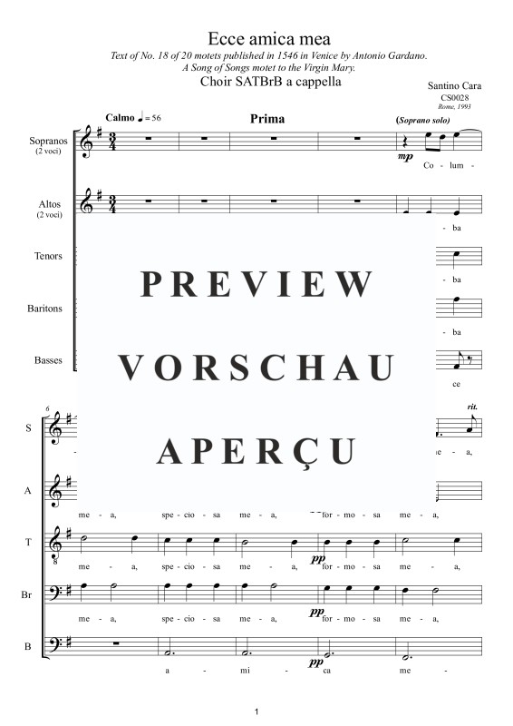 Produktgalerie: Seite 2 von 11 Ecce, amica mea - Geistliche Motette, , Gemischter Chor SSAATB und Bariton Solo a capella
