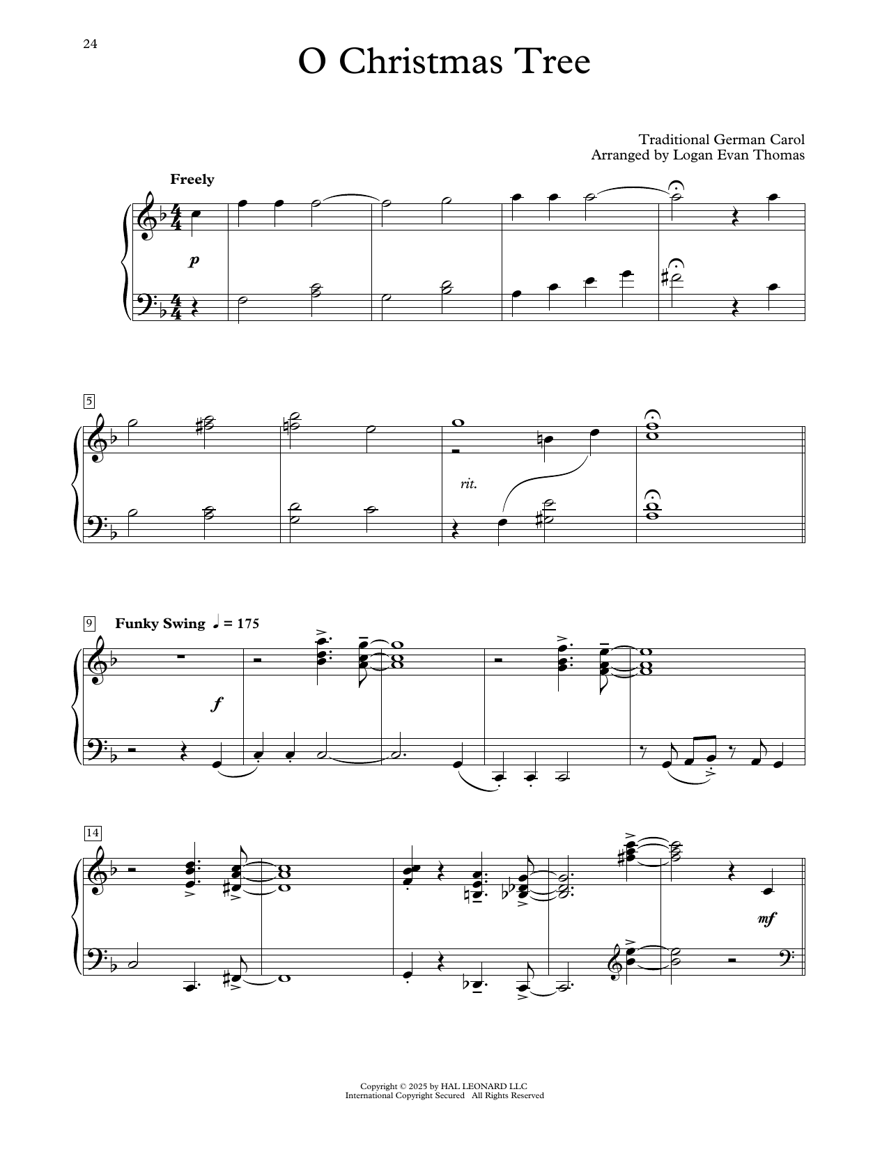 Produktgalerie: Seite 1 von 1 O Christmas Tree (arr. Logan Evan Thomas), Traditional German Carol, Klavier