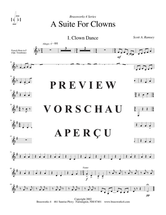 Produktgalerie: Seite 10 von 15 A Suite for Clowns, , (2xTrompete in B/C, Horn in F, Posaune)