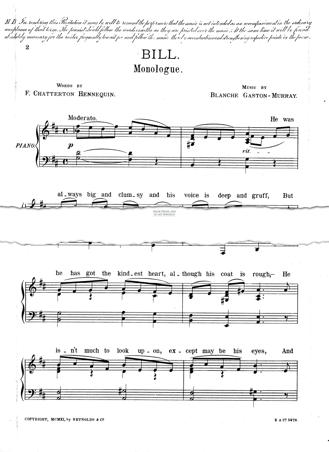 Produktgalerie: Seite 1 von 1 Bill, Blanche Gaston Murray, Gesang, Klavier