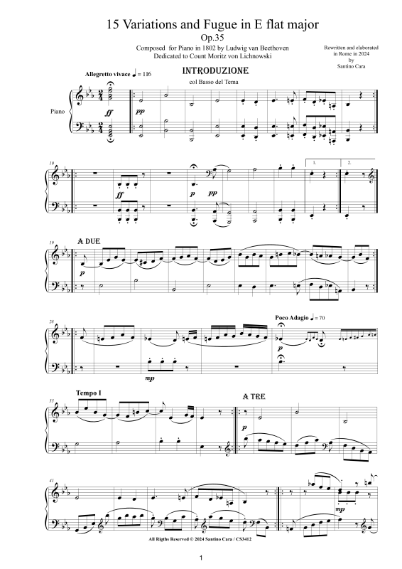 Produktbild zu: 15 Variations and Fugue in E flat major for Piano Op.35Ludwig van Beethoven