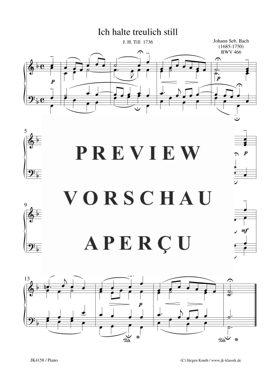 gallery: Ich halte treulich still BWV 466, , Gesang und Klavier