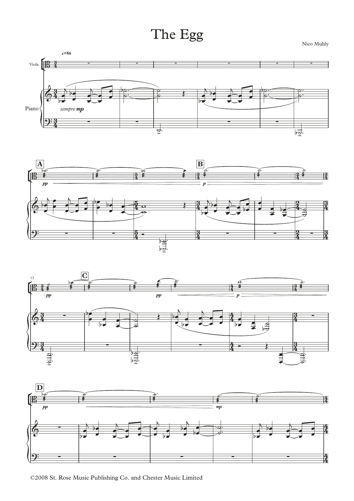 Product gallery: Page 1 of 1 The Reader: Three Arrangements for Viola and Piano (score and parts), Nico Muhly