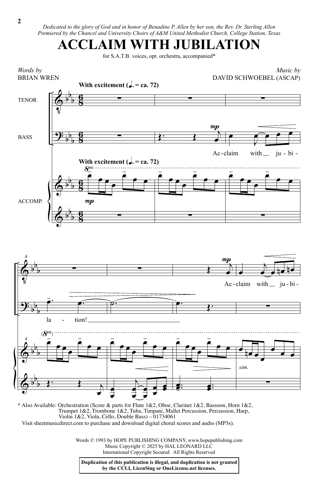 Produktbild zu: Acclaim With Jubilation