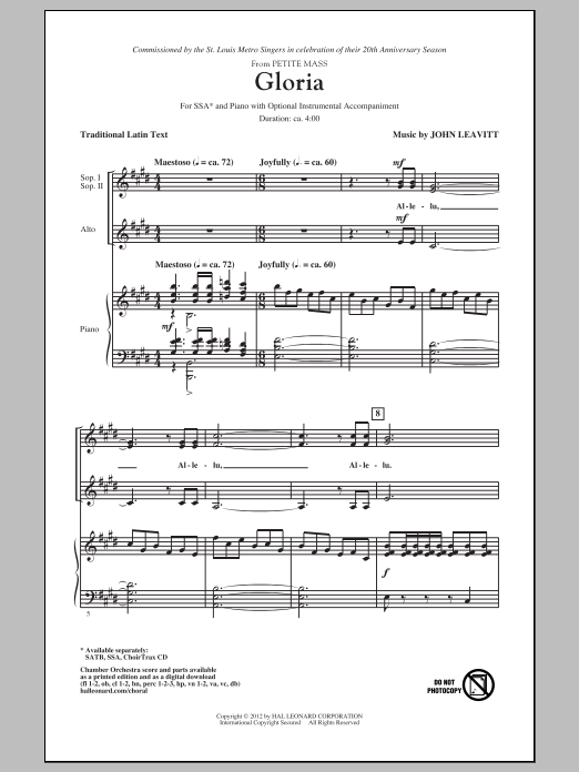 Produktgalerie: Seite 1 von 1 Gloria (from Petite Mass), John Leavitt, Chor