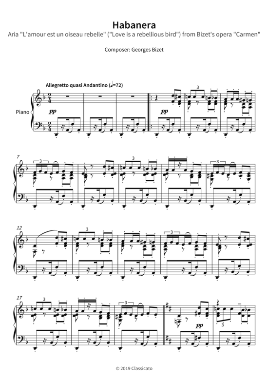 Product picture to: Habanera - Aria L´amour est un oiseau rebelle (Love is a rebellious bird) Georges Bizet