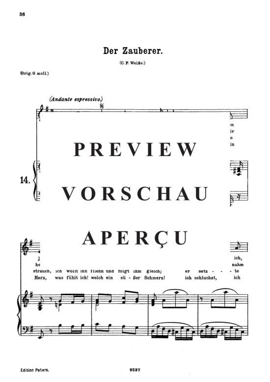 Product gallery: Page 2 of 3 Der Zauberer K 472, , Medium Voice and Piano