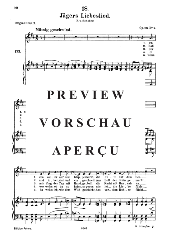 gallery: Jägers Liebeslied D.909, , Gesang mittel und Klavier