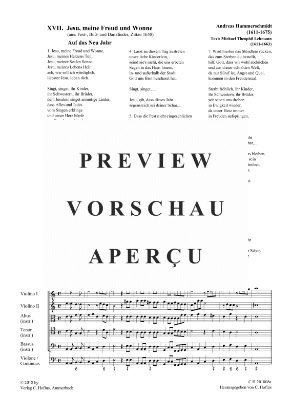 gallery: Jesu, meine Freud und Wonne (aus: Fest-, Buß- und Danklieder), , (5 Vokalstimmen, 5 Instrumentalstimmen und Continuo)