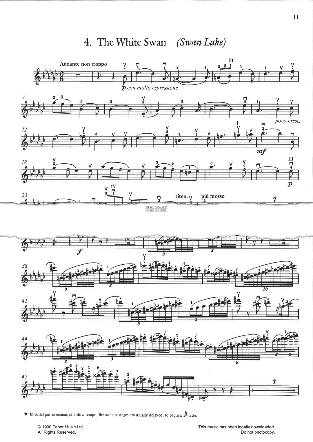 gallery: The White Swan (from 'Swan Lake'), Pyotr Ilyich Tchaikovsky, Klavier, Violine