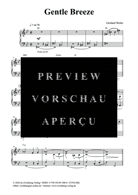 Product gallery: Page 3 of 9 Gentle Breeze, Weihe, Gerhard, Solo Piano","Detected_source_language":"De