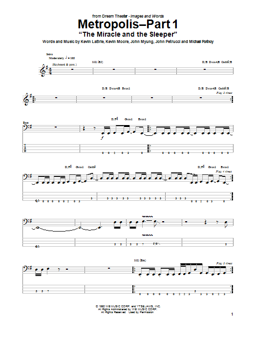 Produktgalerie: Seite 1 von 1 Metropolis-Part 1 "The Miracle And The Sleeper", Dream Theater, E-Bass