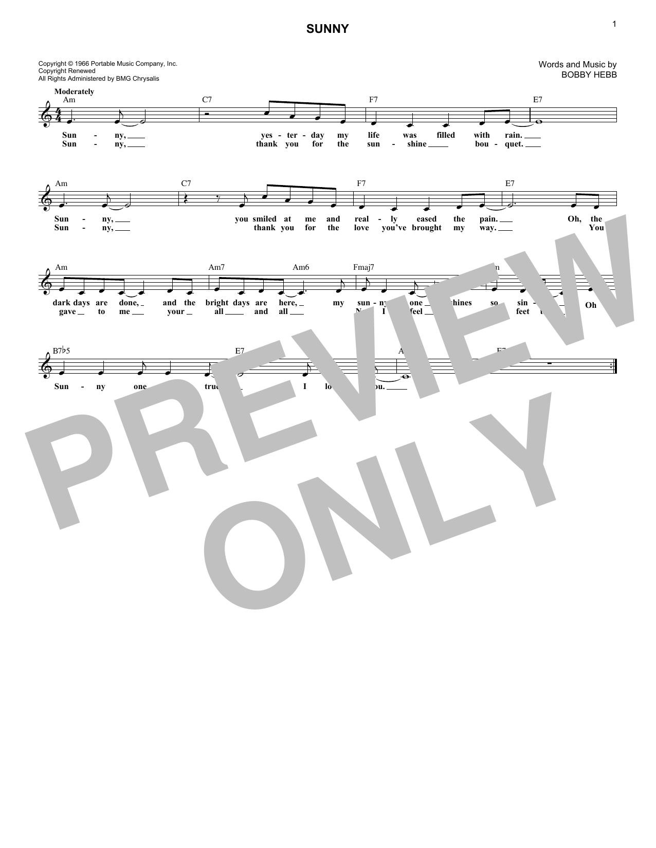 Product gallery: Page 1 of 1 Sunny, Bobby Hebb