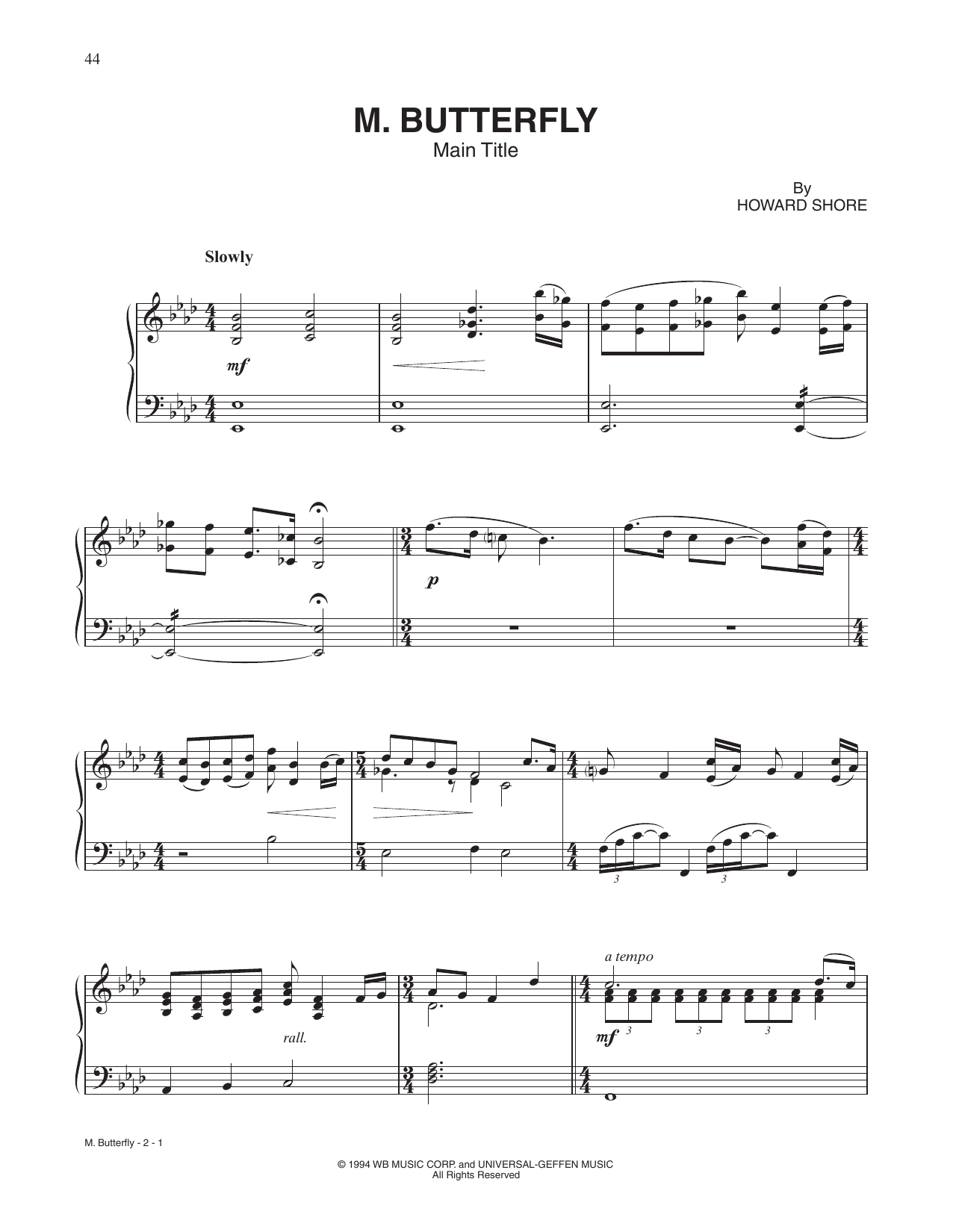 Produktbild zu: M. Butterfly (Main Title Theme)