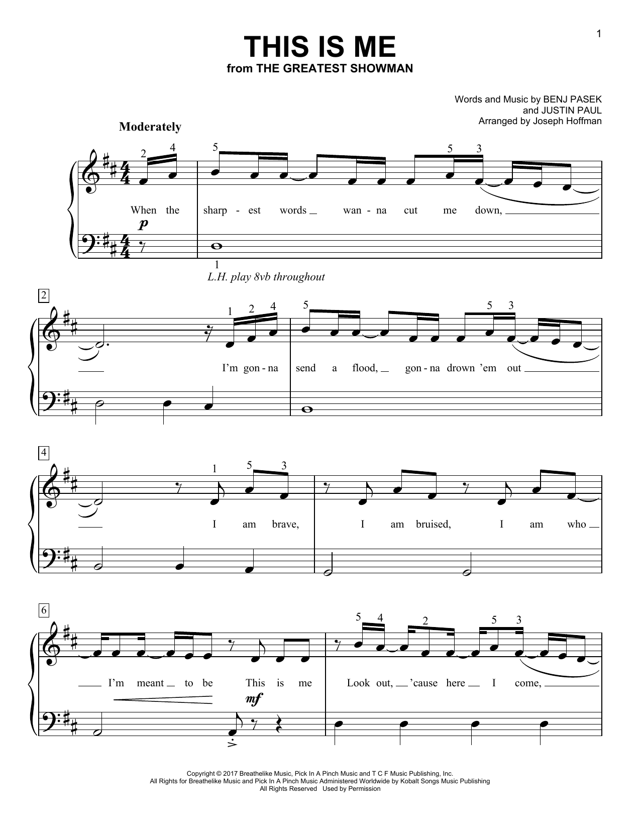 Produktbild zu: This Is Me (from The Greatest Showman) (arr. Joseph Hoffman)
