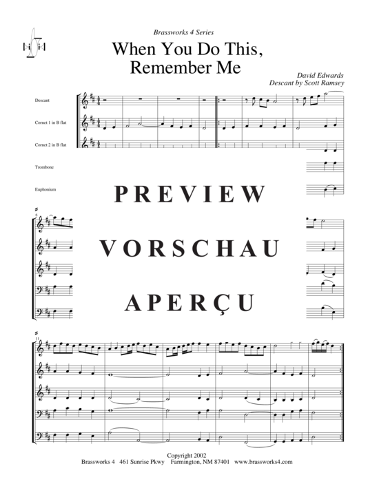 Produktgalerie: Seite 2 von 9 When You Do This Remember Me, , (2xTrompete in B, Horn in F, Posaune)