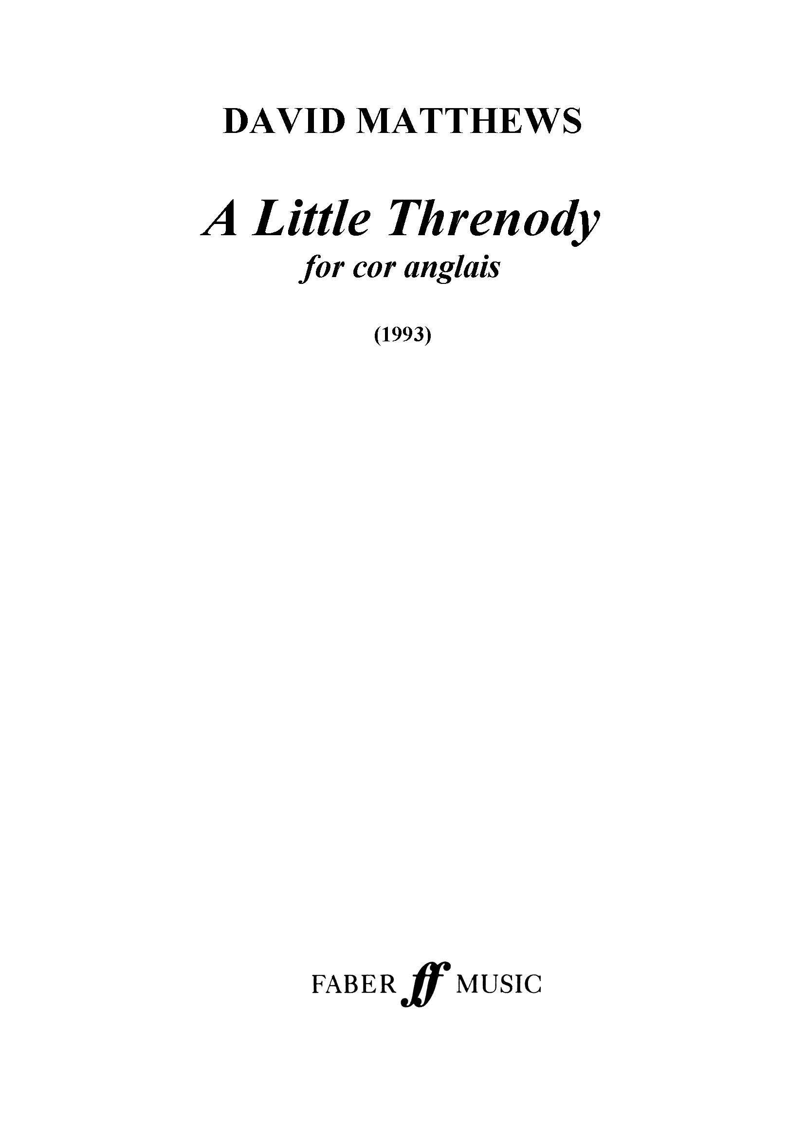 Produktbild zu: A Little Threnody