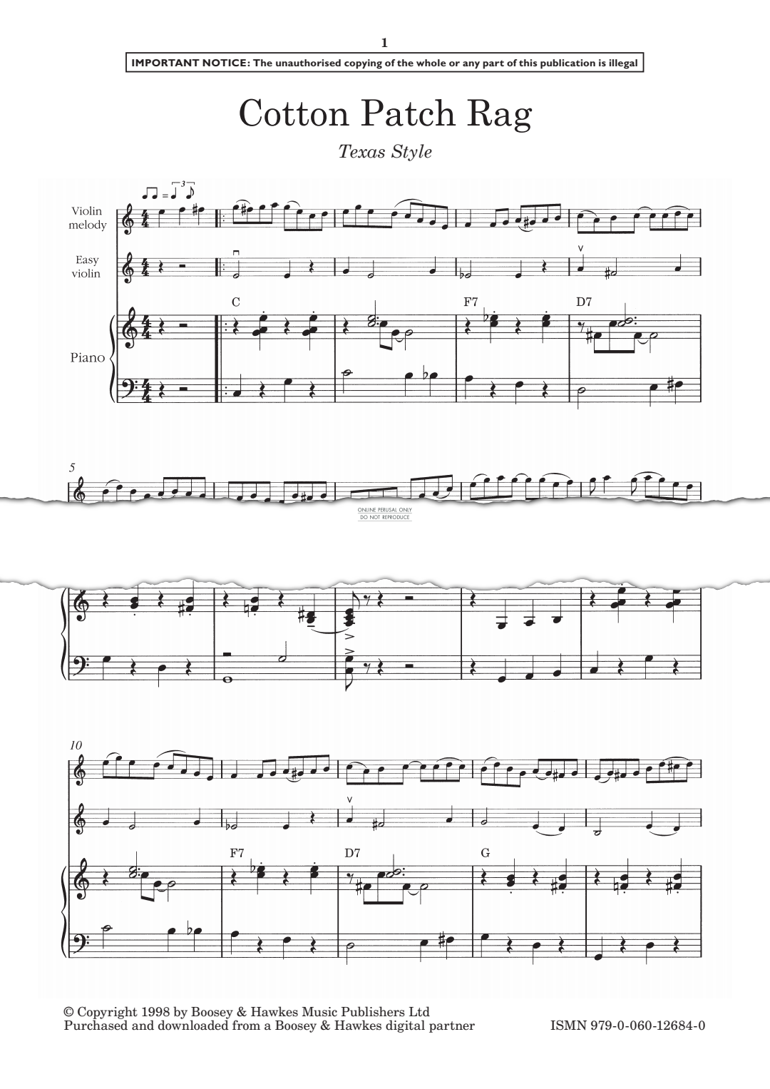 Produktgalerie: Seite 1 von 1 Cotton patch rag, , Klavier, Violine