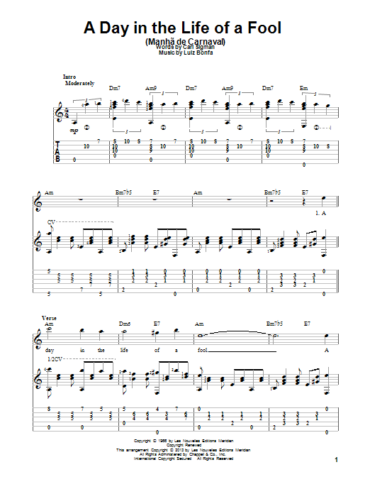 Produktgalerie: Seite 1 von 1 A Day In The Life Of A Fool (Manha De Carnaval), Carl Sigman, Gitarre