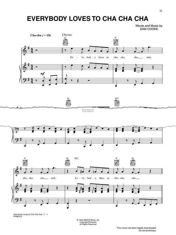 Produktgalerie: Seite 1 von 1 Everybody Loves To Cha Cha Cha, Sam Cooke, Gesang, Gitarre, Klavier