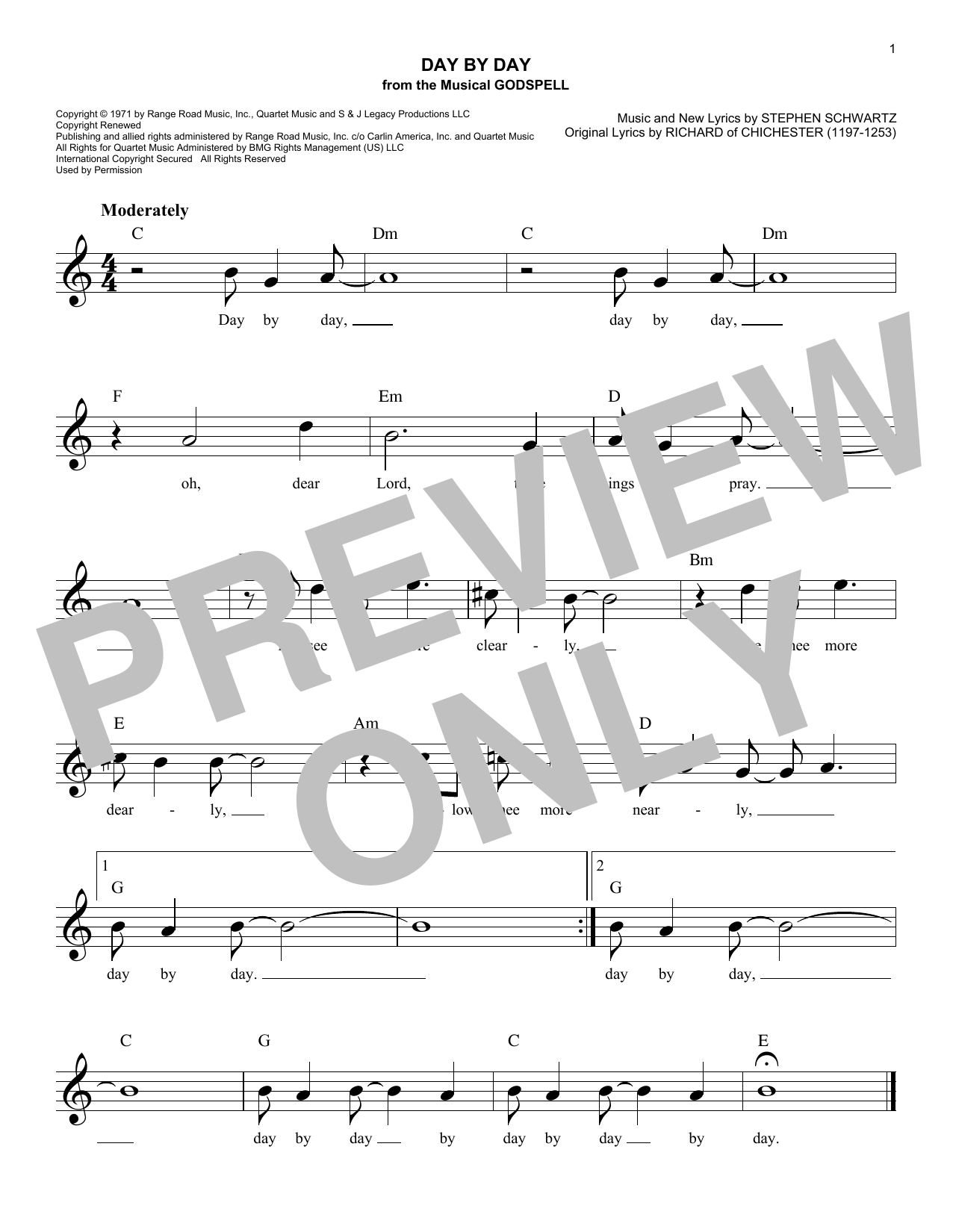 Produktbild zu: Day By Day (from Godspell)
