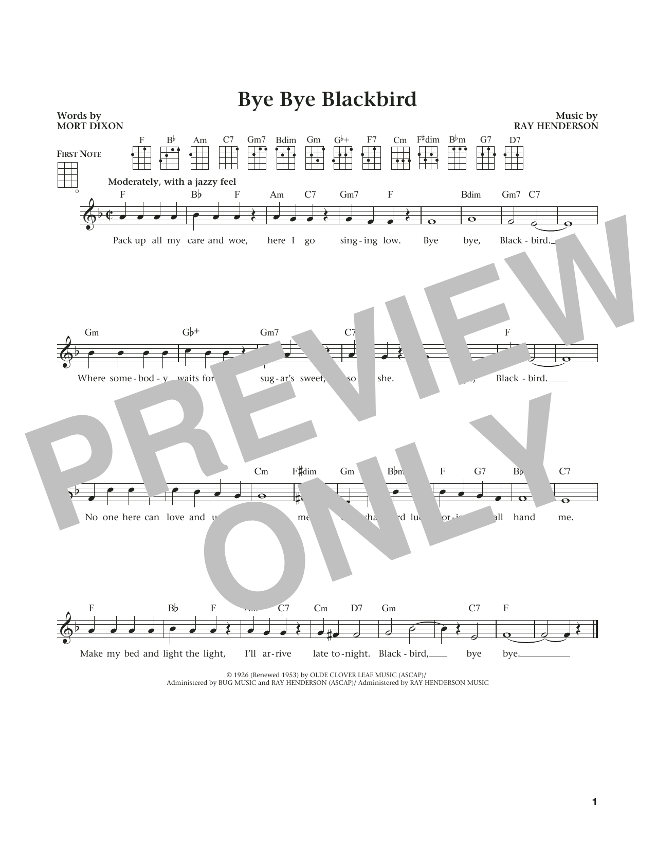 Product gallery: Page 1 of 1 Bye Bye Blackbird (from The Daily Ukulele) (arr. Liz and Jim Beloff), Ray Henderson