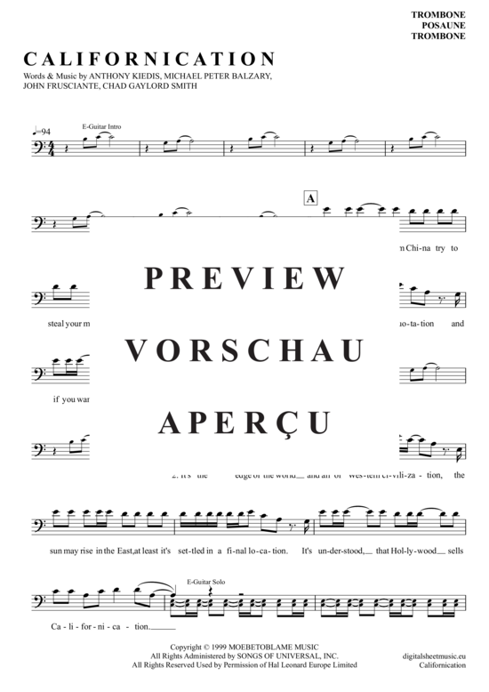 Product gallery: Page 2 of 5 Californication , Peppers, Red Hot Chilli, (Posaune / Bariton)