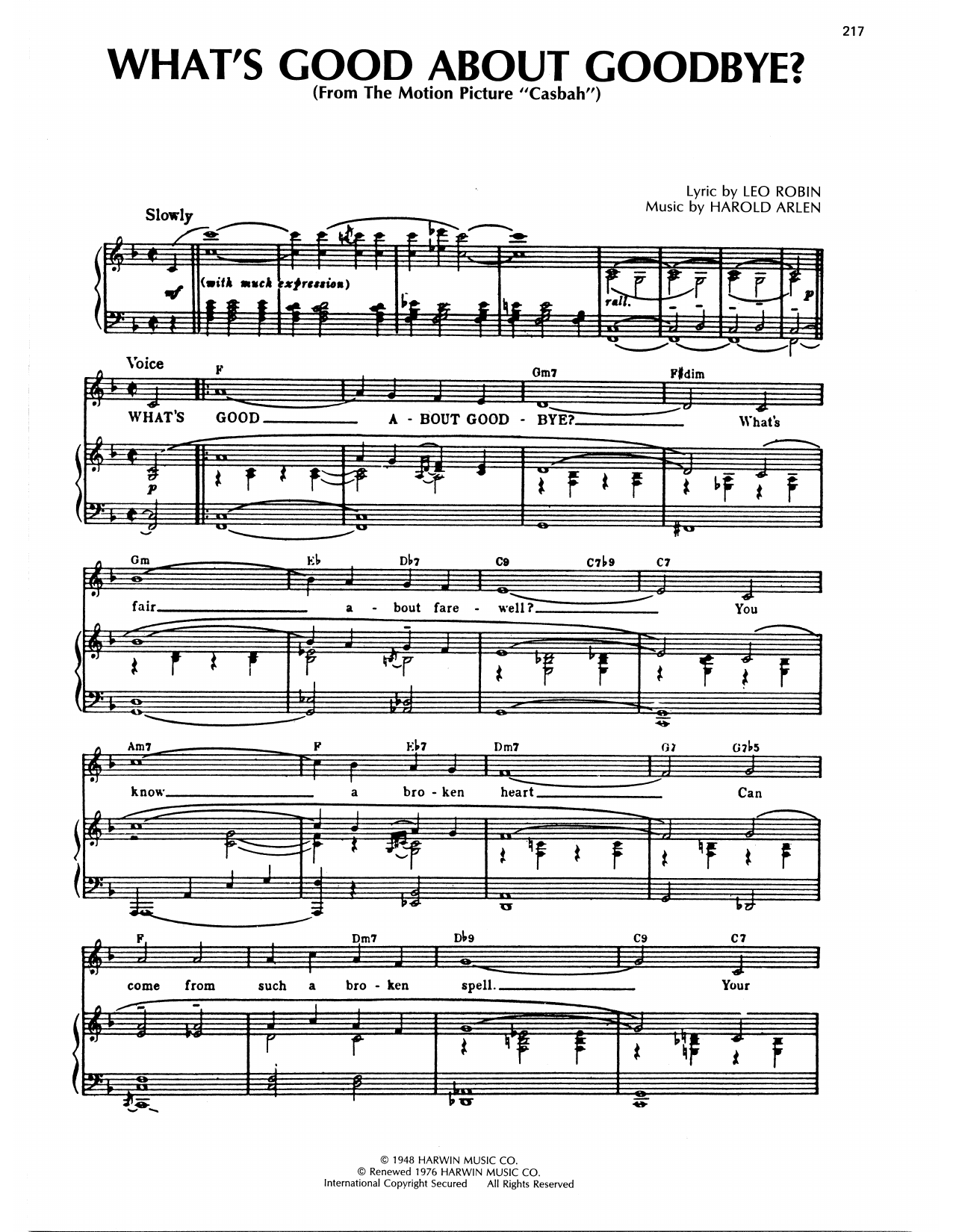 Produktgalerie: Seite 1 von 1 What's Good About Goodbye?, Harold Arlen, Gesang, Gitarre, Klavier