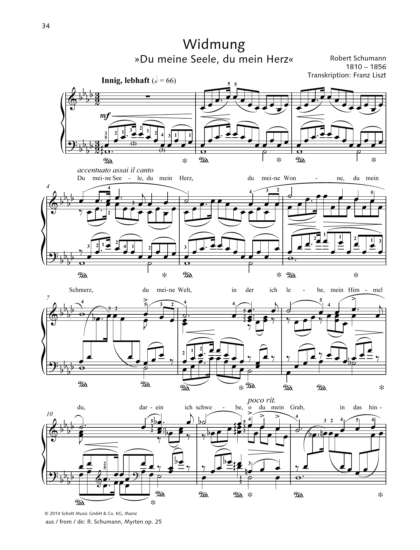 Product gallery: Page 1 of 1 Widmung, Robert Schumann